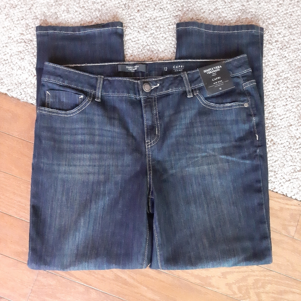 NWT Simply Vera Vera Wang Mid Rise Capri Jeans size 12 - Picture 7 of 13